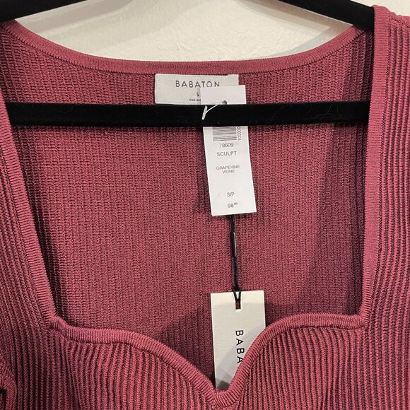 Last Chance! New Aritzia Sculpt Knit Sweetheart Sweater Grapevine Red Small $98 - Picture 5 of 7
